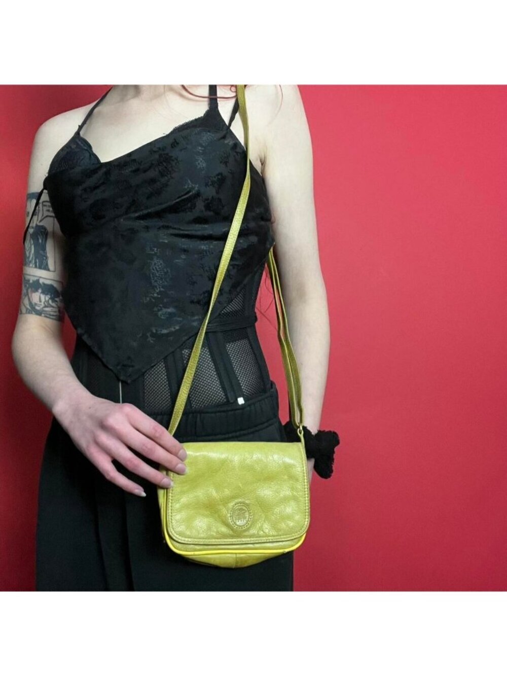 Nuvola pelle / chartreuse mustard green mini purse​​